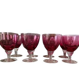 1950s Set of 8 Borgfeldt Lisa Cranberry Optic Wine Glasses